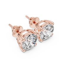 Round brilliant cut diamond stud earring in 14k rose gold