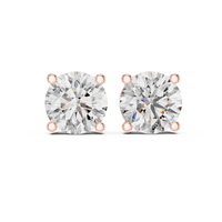 Round brilliant cut diamond stud earring in 14k rose gold