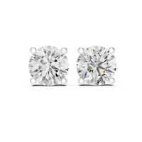 Round brilliant cut diamond stud earring in 14k white gold