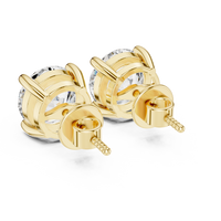 Round brilliant cut diamond stud earring in 14k yellow gold
