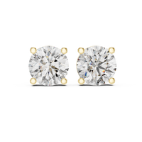 Round brilliant cut diamond stud earring in 14k yellow gold