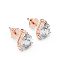Pear shaped diamond stud earring in 14k rose gold
