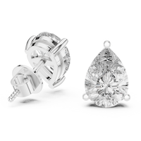 Pear shaped diamond stud earring in 14k white gold