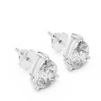 Pear shaped diamond stud earring in 14k white gold