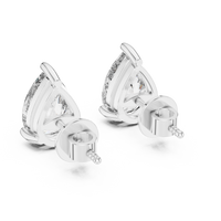 Pear shaped diamond stud earring in 14k white gold