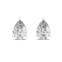 Pear shaped diamond stud earring in 14k white gold