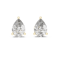 Pear shaped diamond stud earring in 14k yellow gold