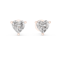 Heart shaped diamond stud earring in 14k rose gold