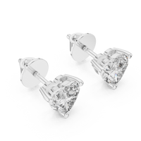 Heart shaped diamond stud earring in 14k white gold