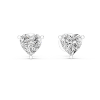 Heart shaped diamond stud earring in 14k white gold