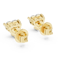 Heart shaped diamond stud earring in 14k yellow gold