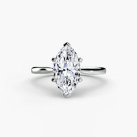 Solitaire ring 1 ring setting in 14k white gold with marquise center stone