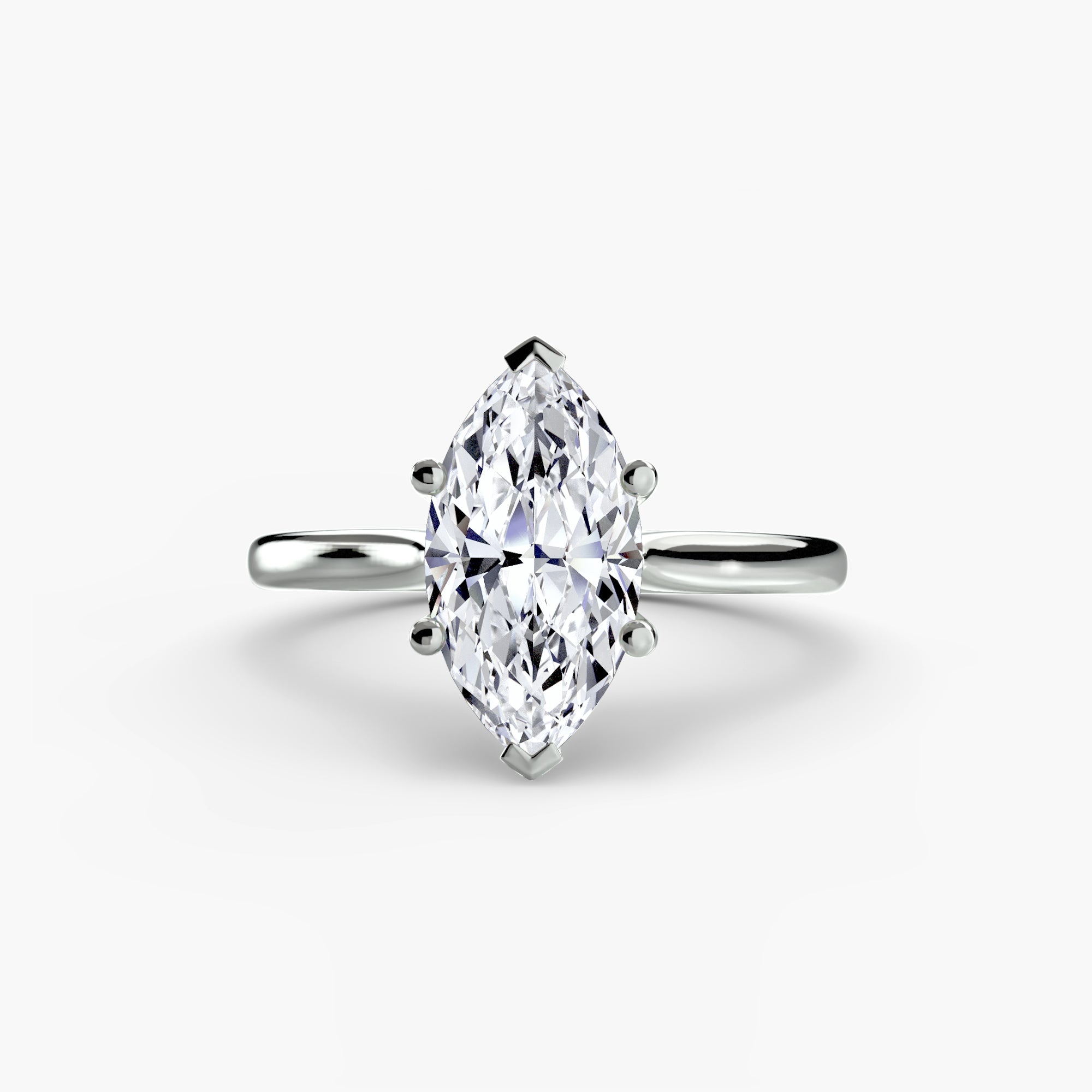 Solitaire ring 1 ring setting in 14k white gold with marquise center stone