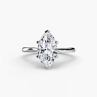 Solitaire ring 1 ring setting in 14k white gold with marquise center stone