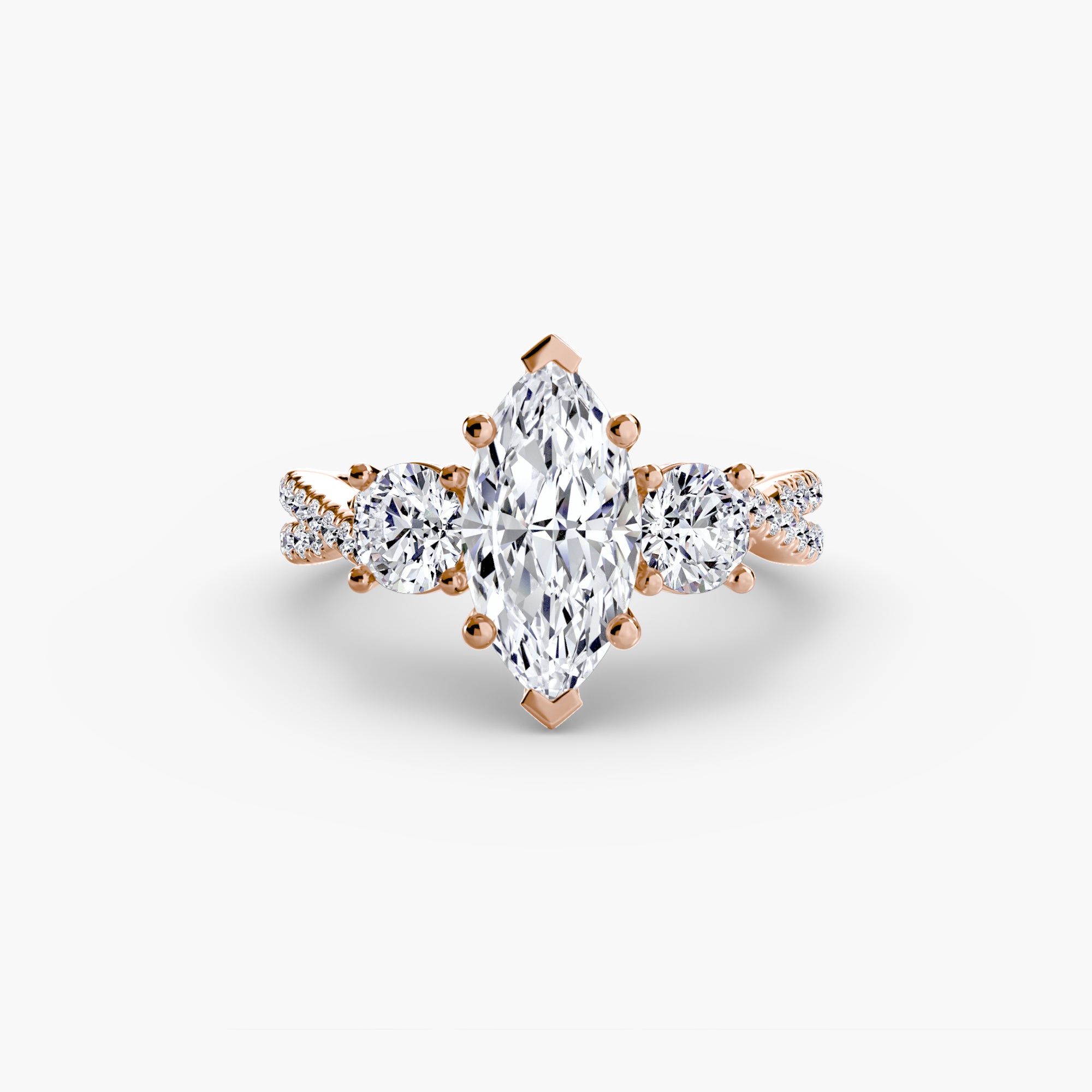 Split Shank Three Stone Setting
