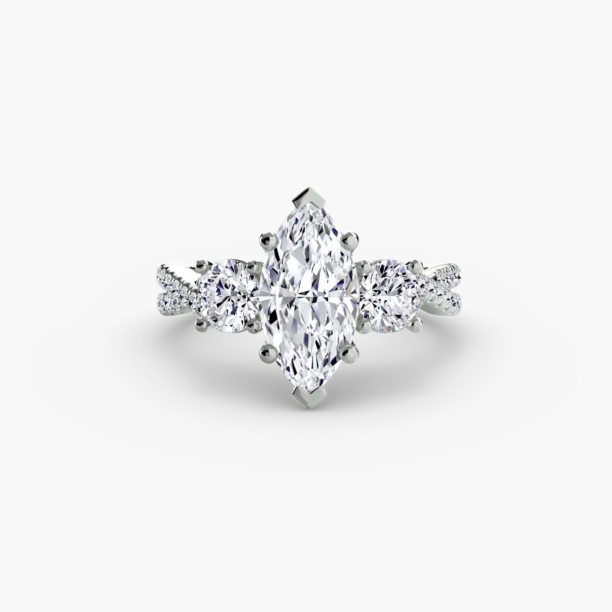 Split Shank Three Stone Setting