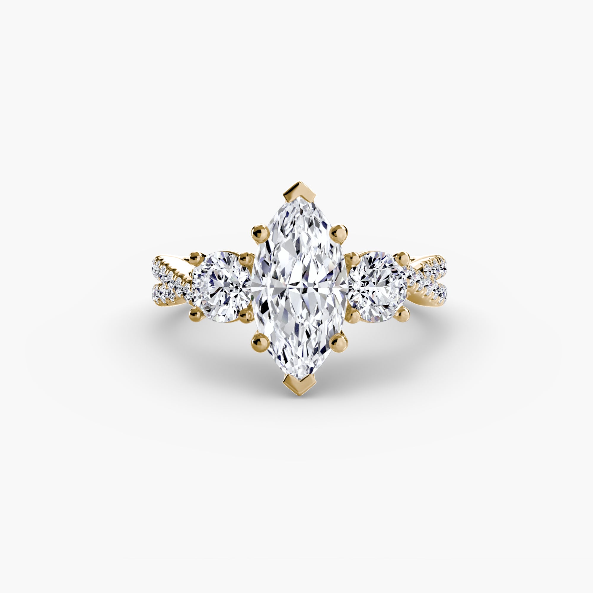 Split Shank Three Stone Setting