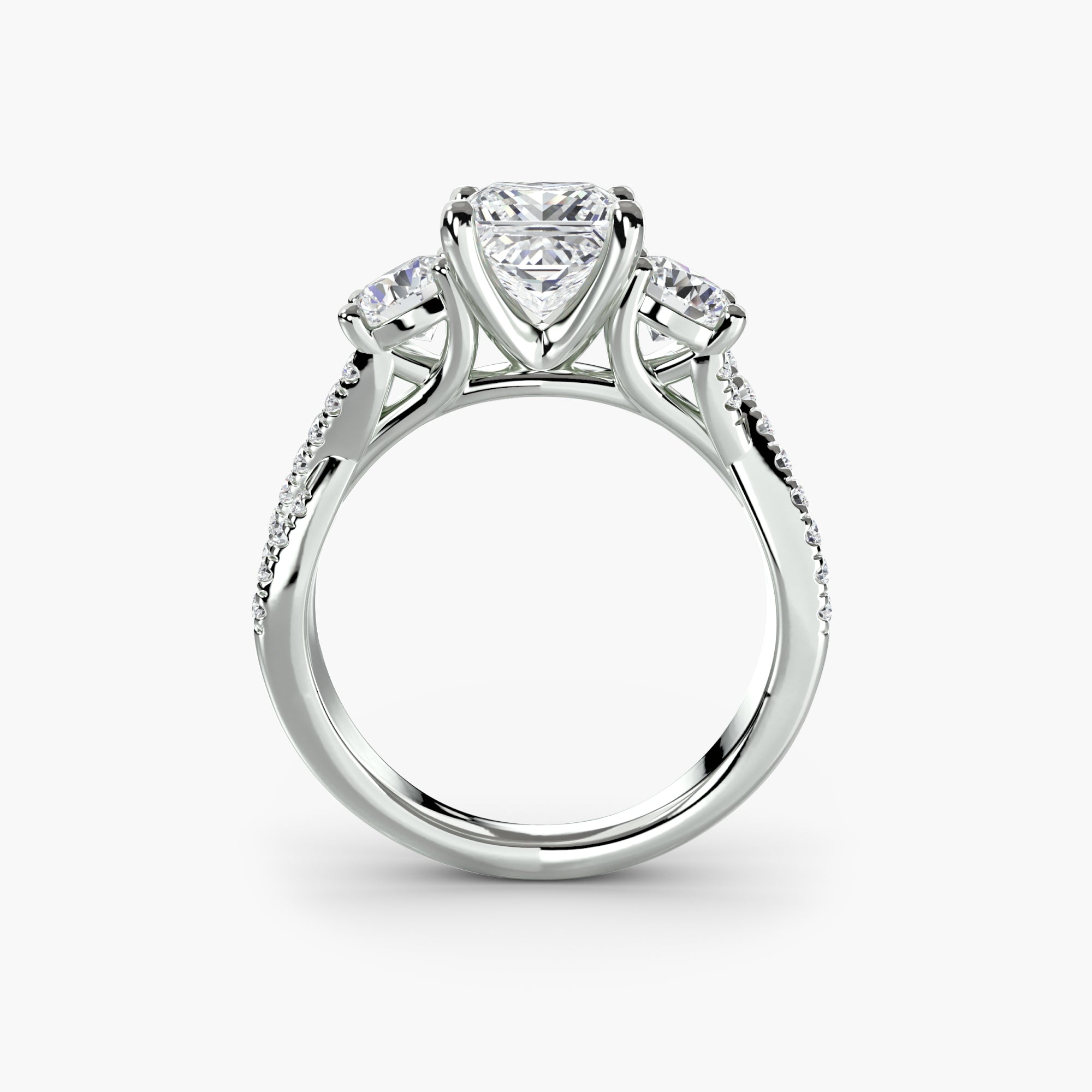 Split Shank Three Stone Setting