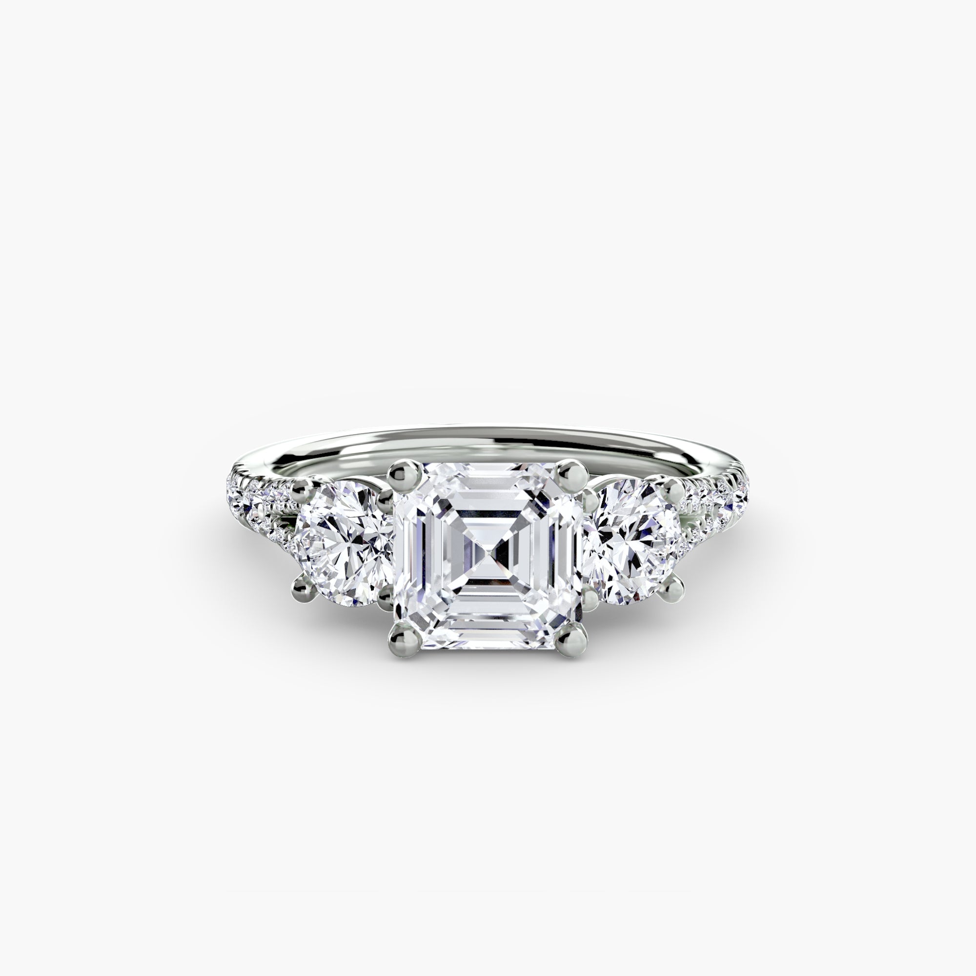 Wide Pavé Three Stone Setting