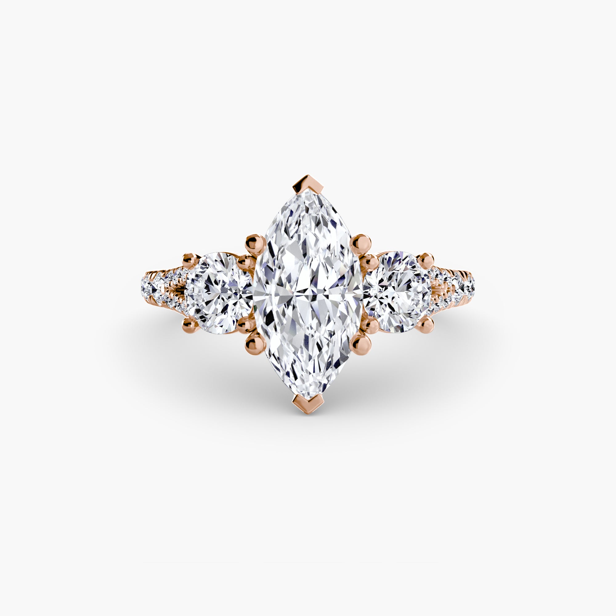 Wide Pavé Three Stone Setting
