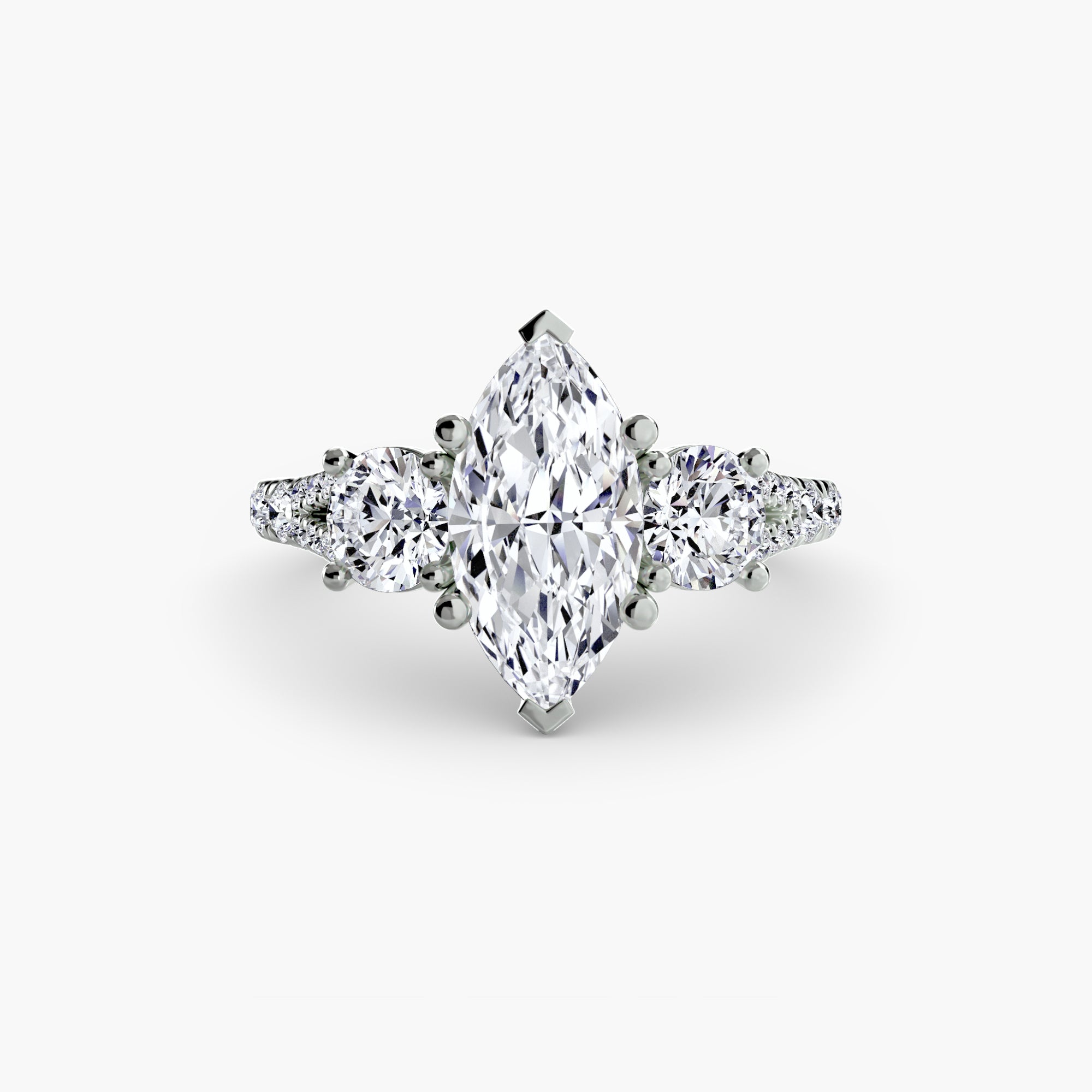 Wide Pavé Three Stone Setting