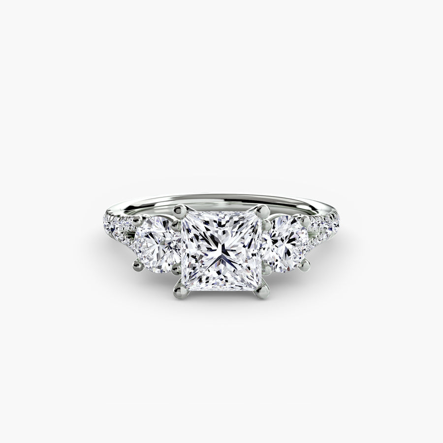 Wide Pavé Three Stone Setting