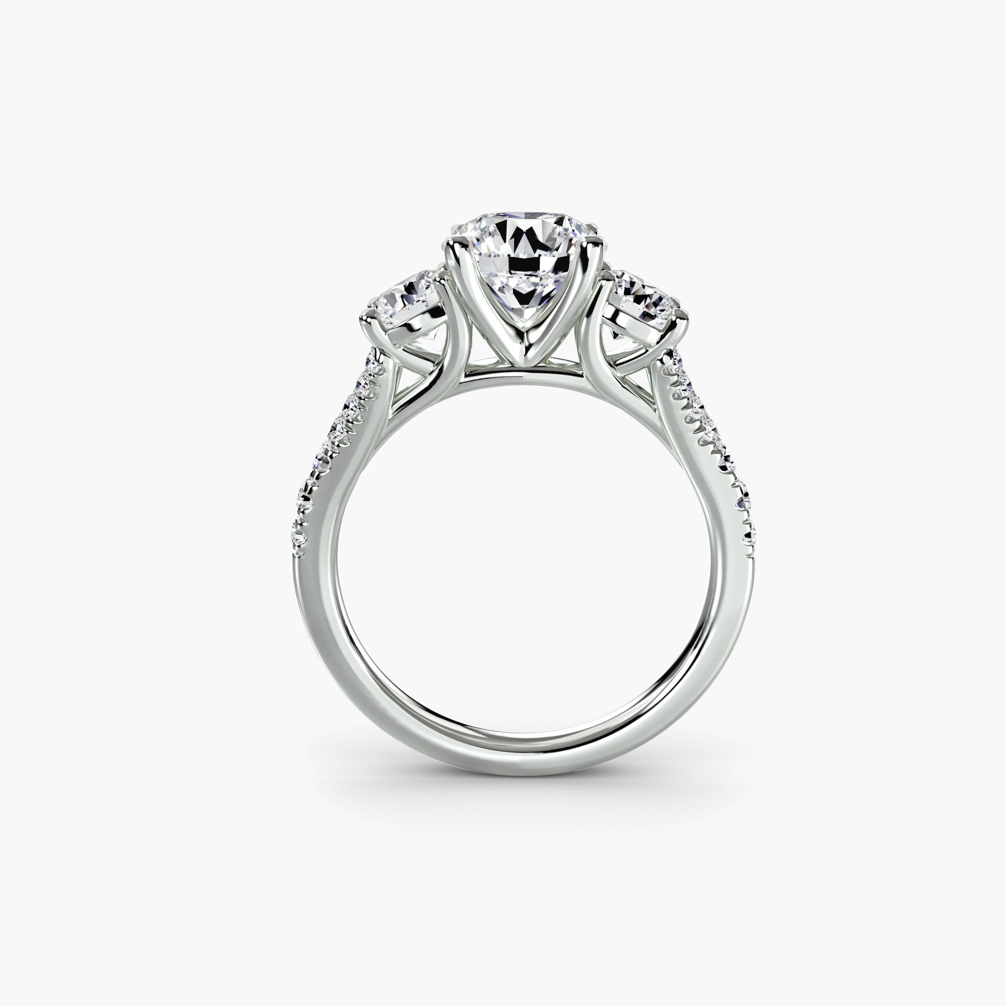 Wide Pavé Three Stone Setting