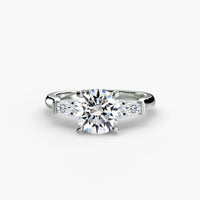 Three-Stone Ring (Baguette Side Stones) ring setting in 14k white gold