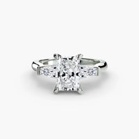 Three-Stone Ring (Baguette Side Stones) 2 ring setting in 14k white gold
