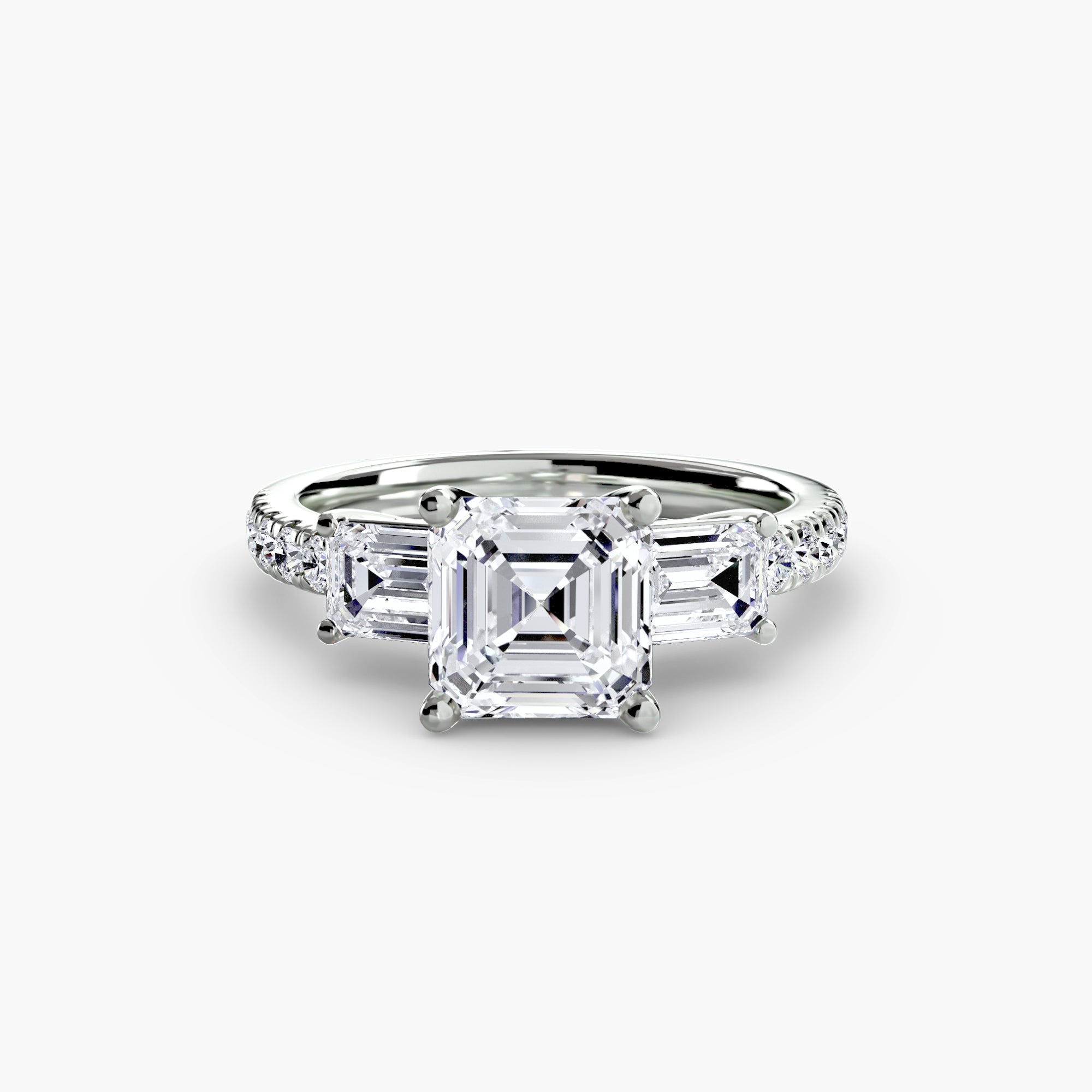 Baguette and Pavé Three Stone Setting