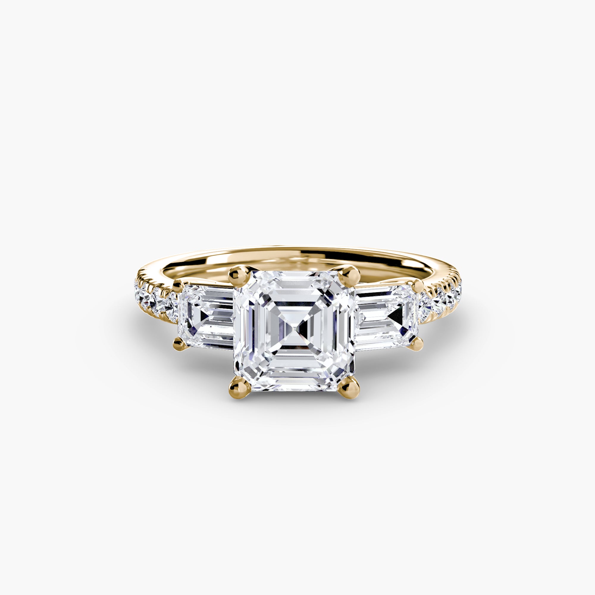 Baguette and Pavé Three Stone Setting