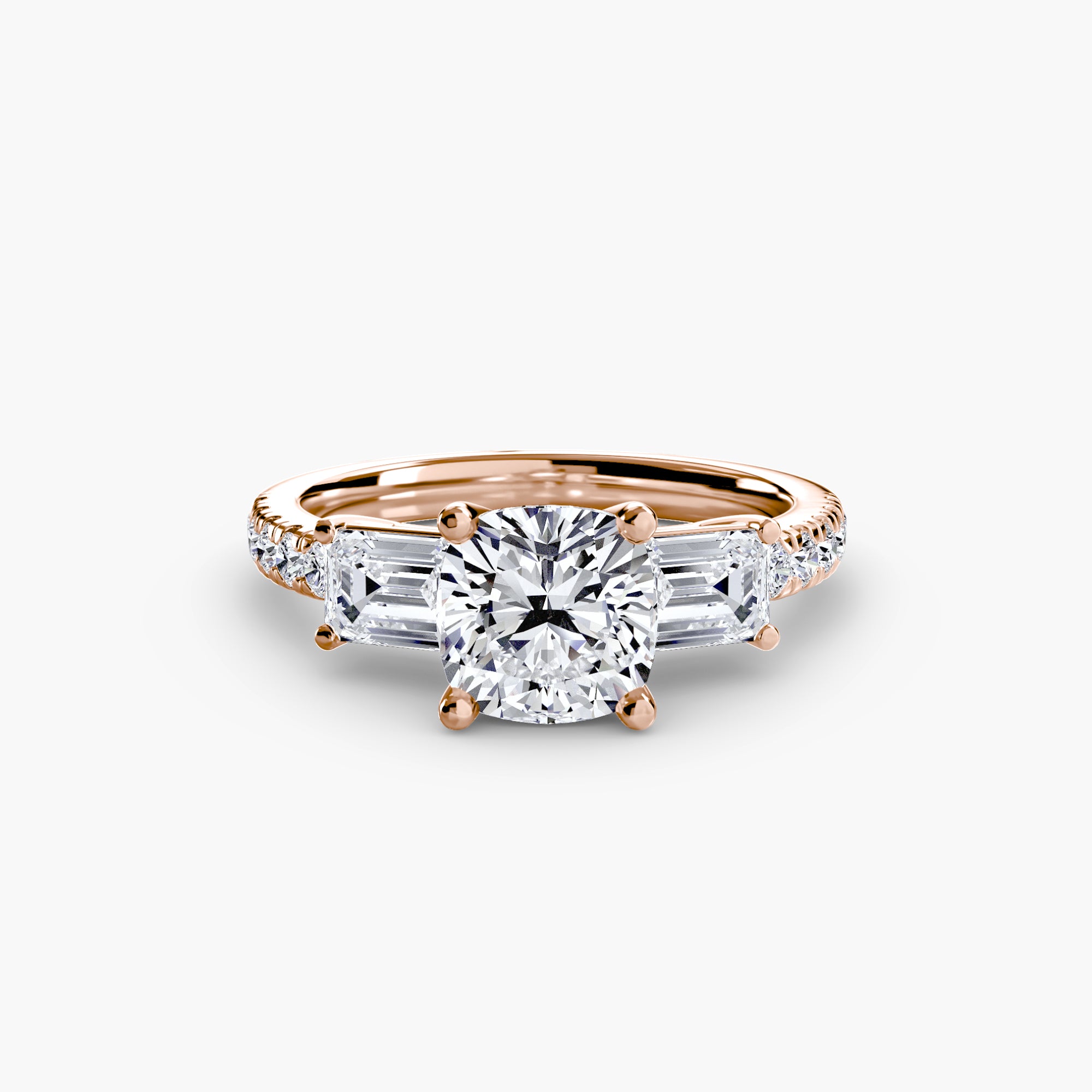 Baguette and Pavé Three Stone Setting