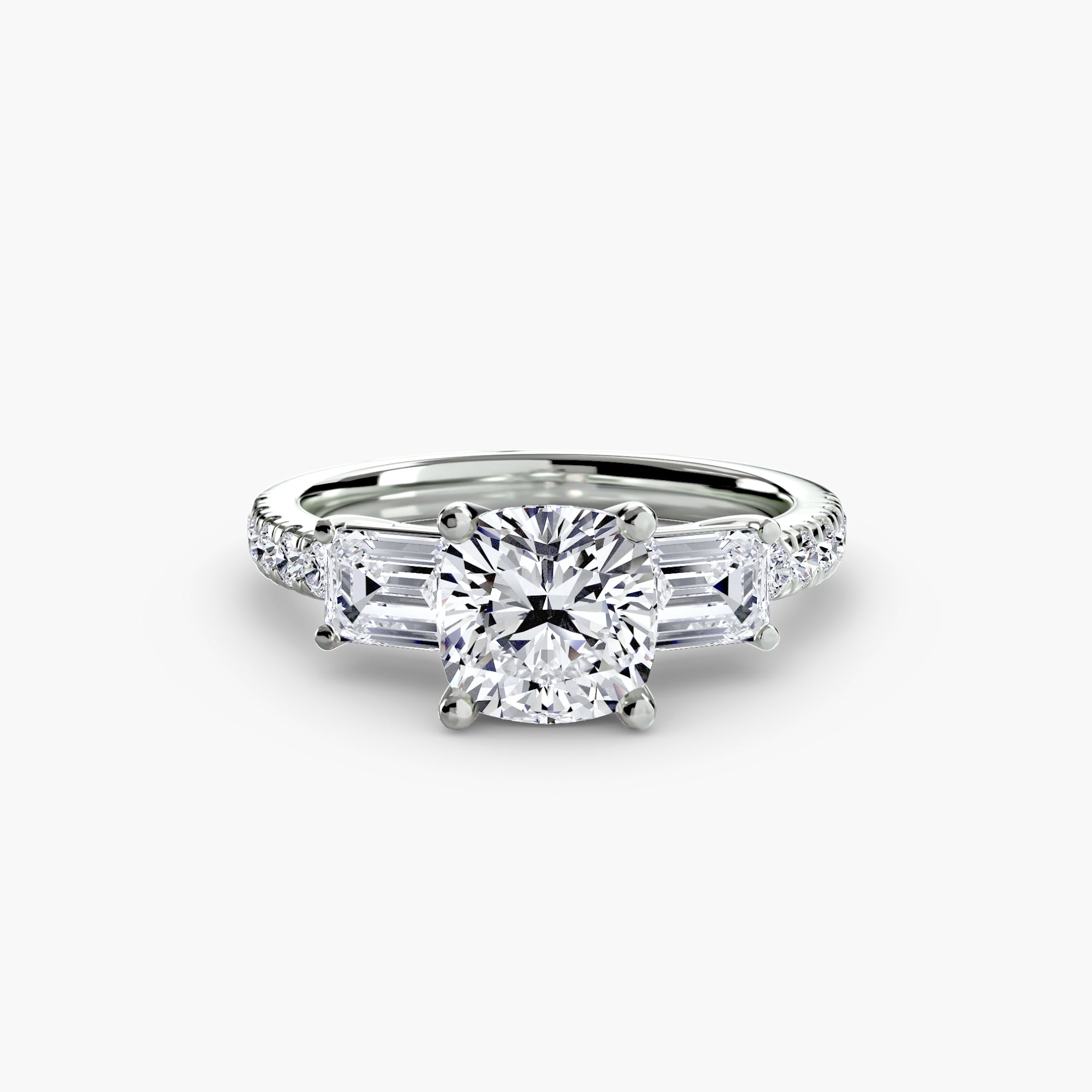 Baguette and Pavé Three Stone Setting