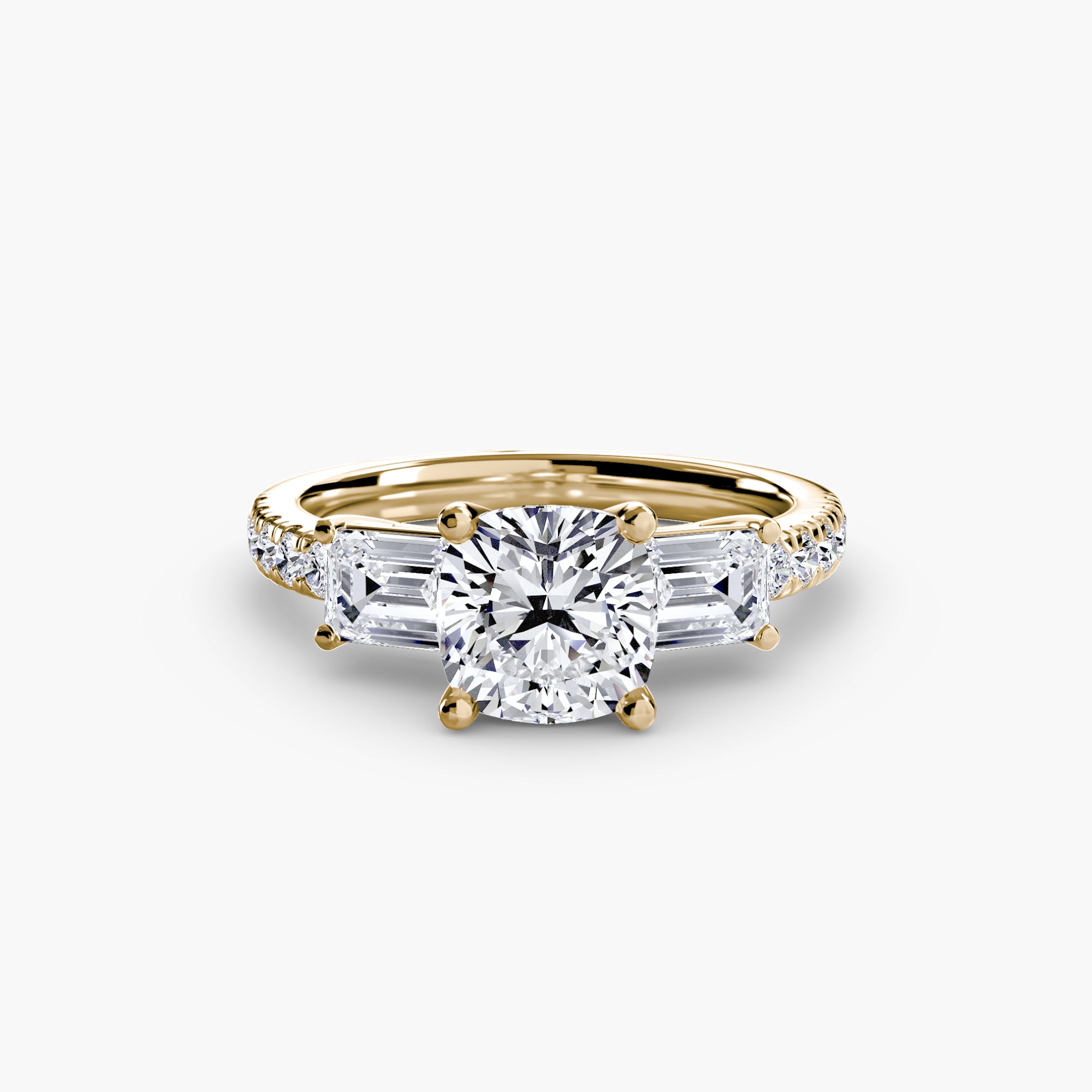Baguette and Pavé Three Stone Setting