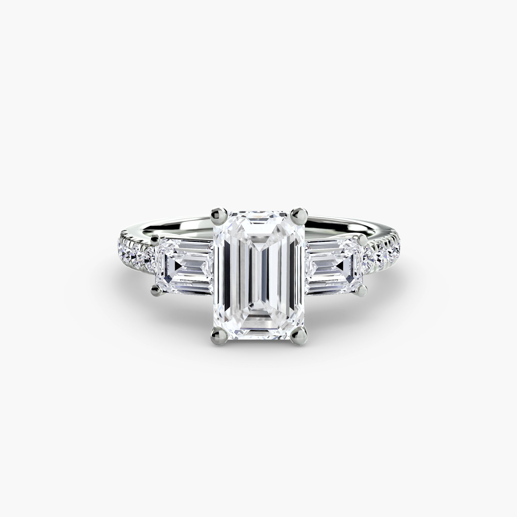 Baguette and Pavé Three Stone Setting