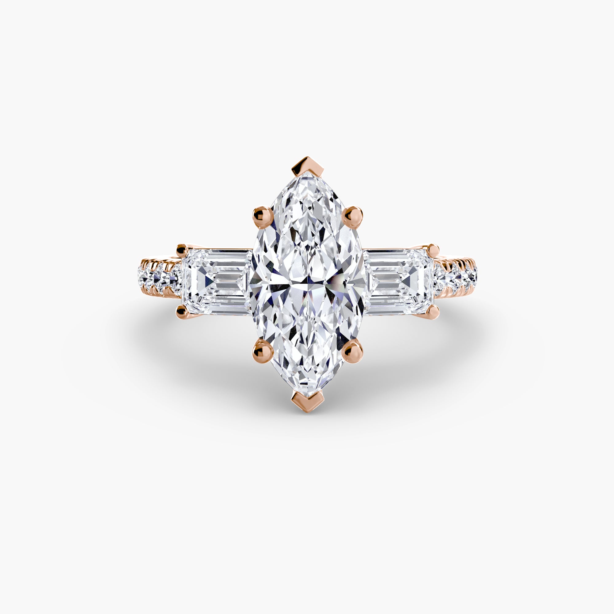 Baguette and Pavé Three Stone Setting