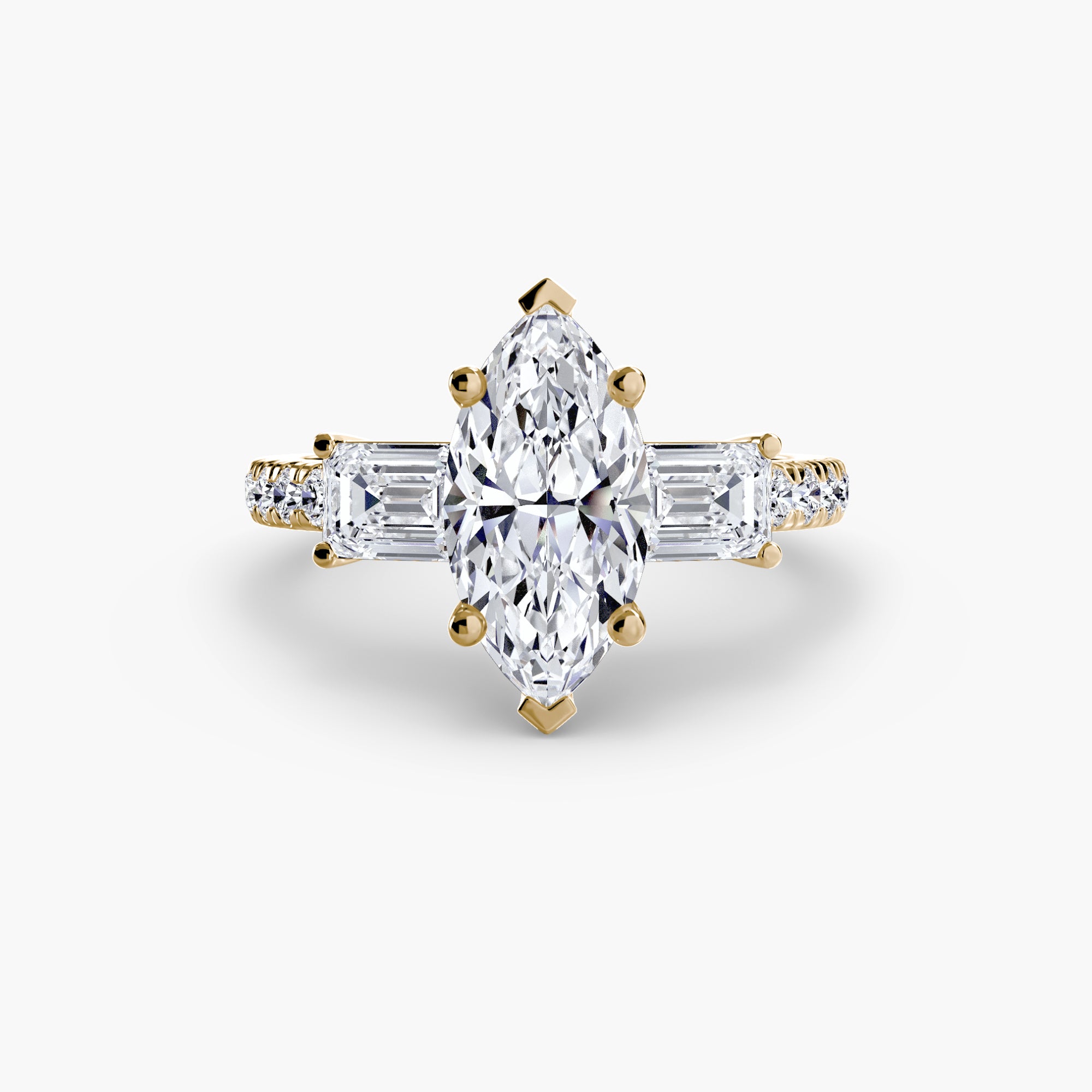 Baguette and Pavé Three Stone Setting