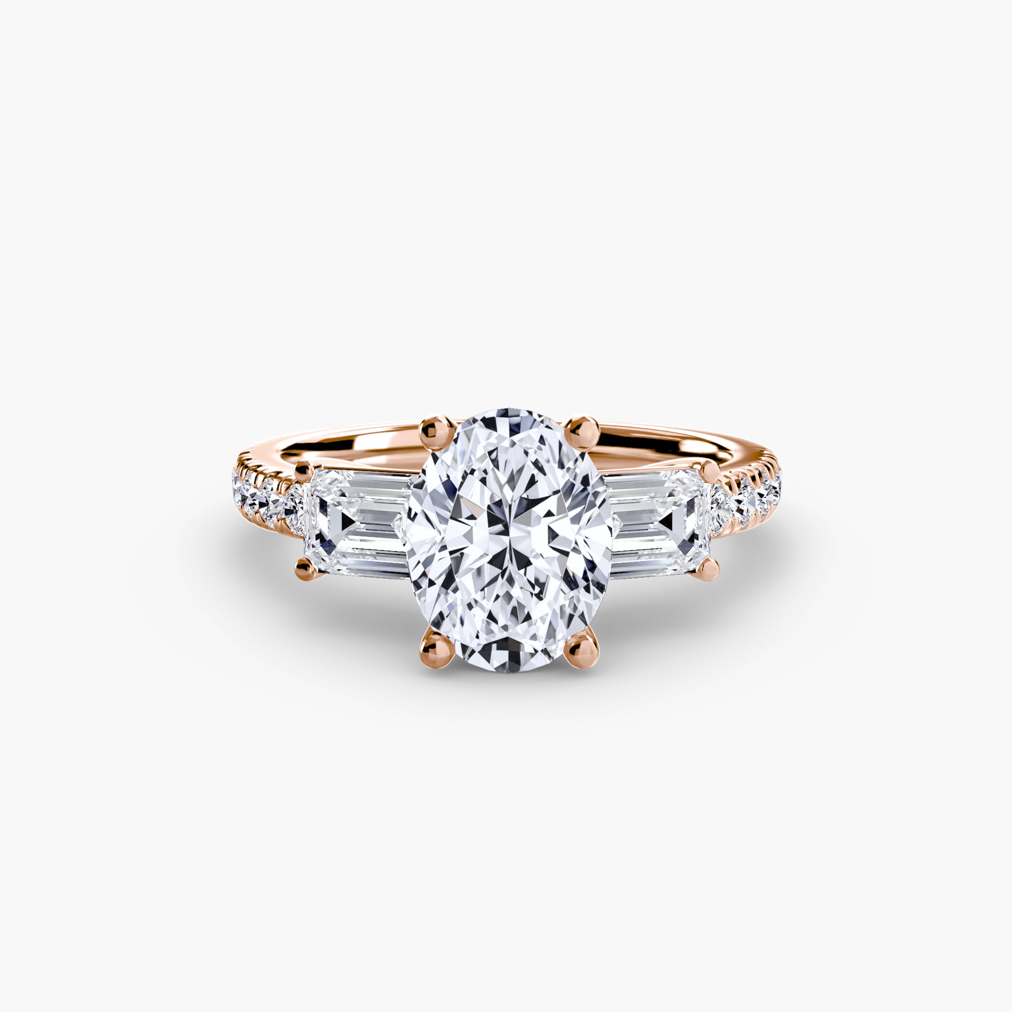Baguette and Pavé Three Stone Setting