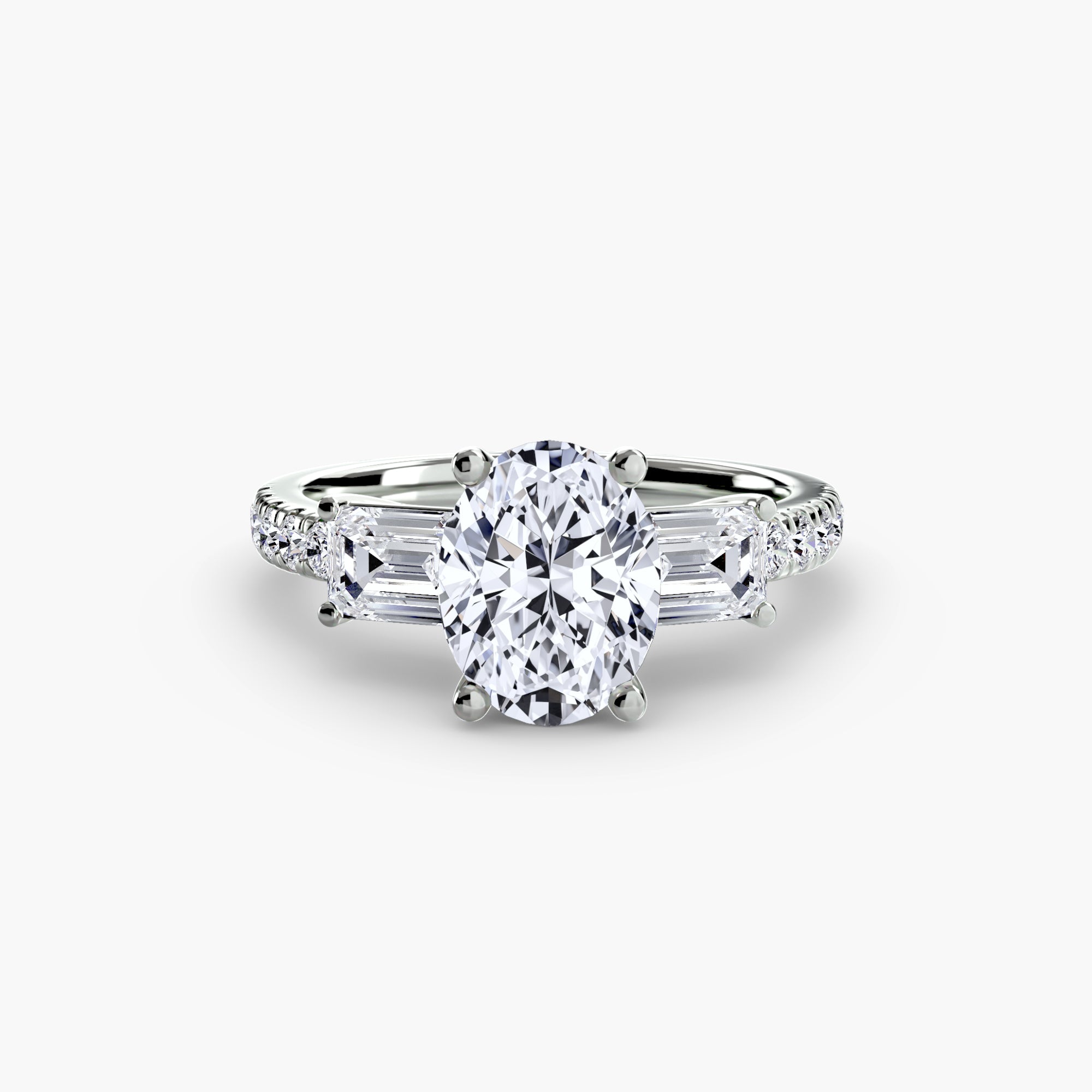 Baguette and Pavé Three Stone Setting