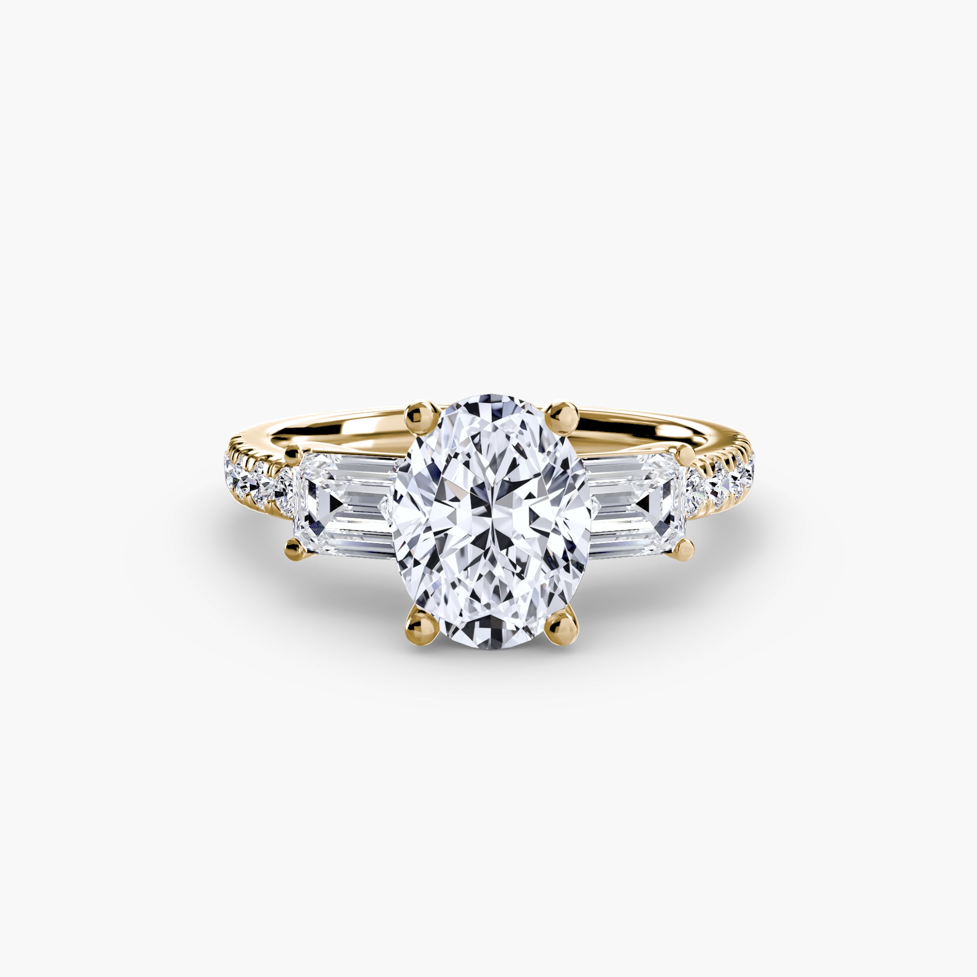 Baguette and Pavé Three Stone Setting