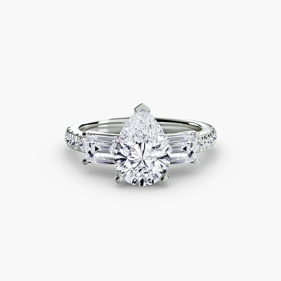Baguette and Pavé Three Stone Setting