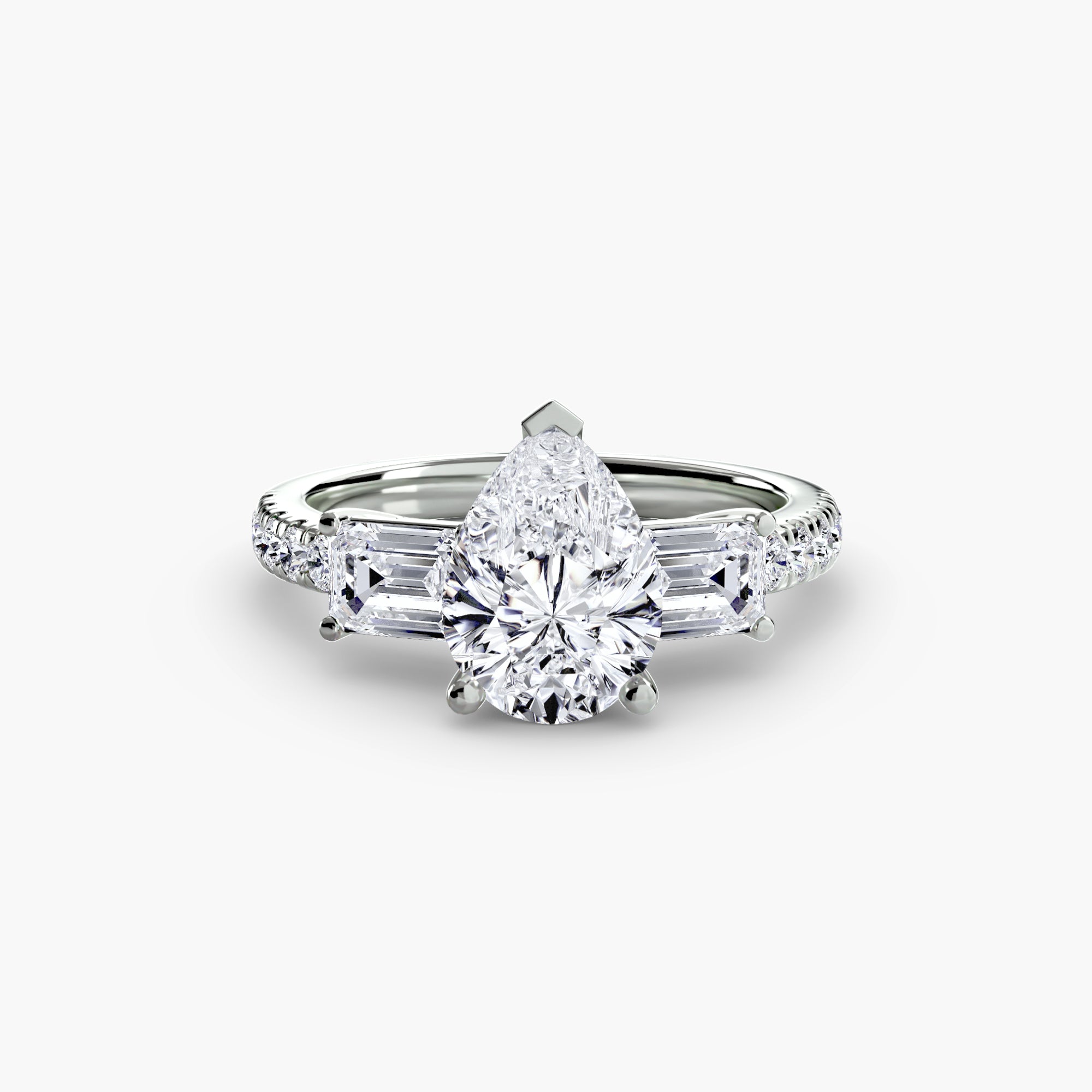 Baguette and Pavé Three Stone Setting