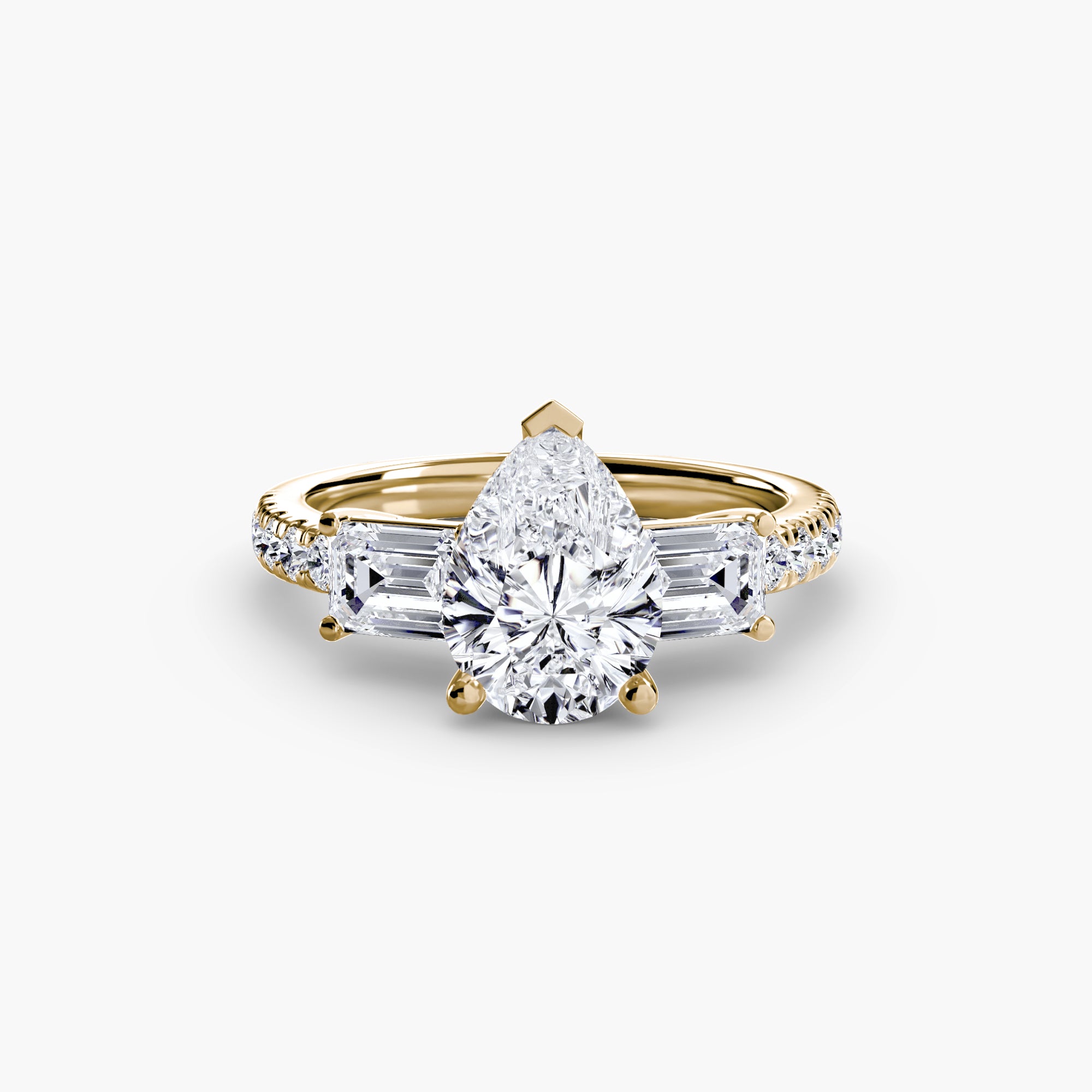 Baguette and Pavé Three Stone Setting