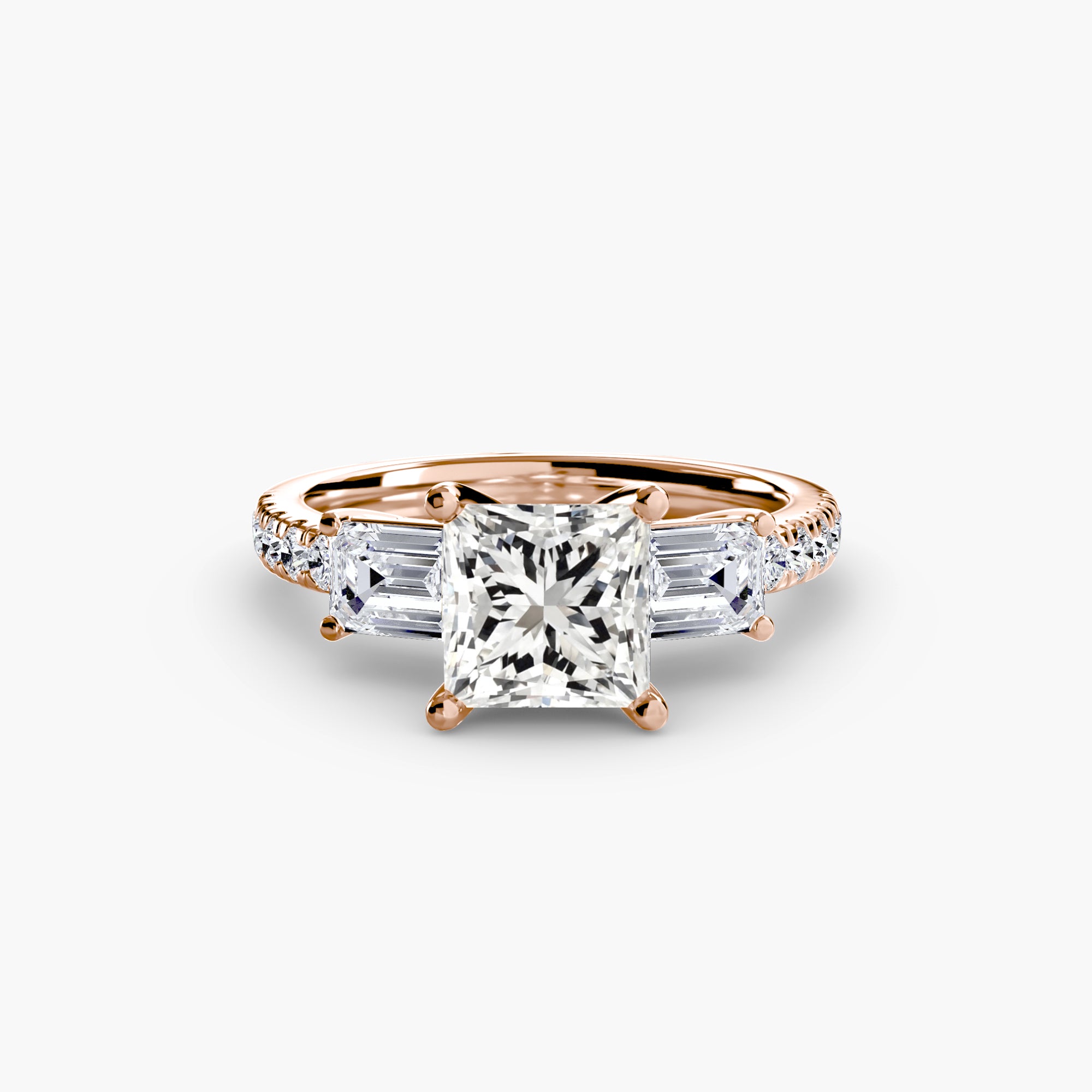 Baguette and Pavé Three Stone Setting