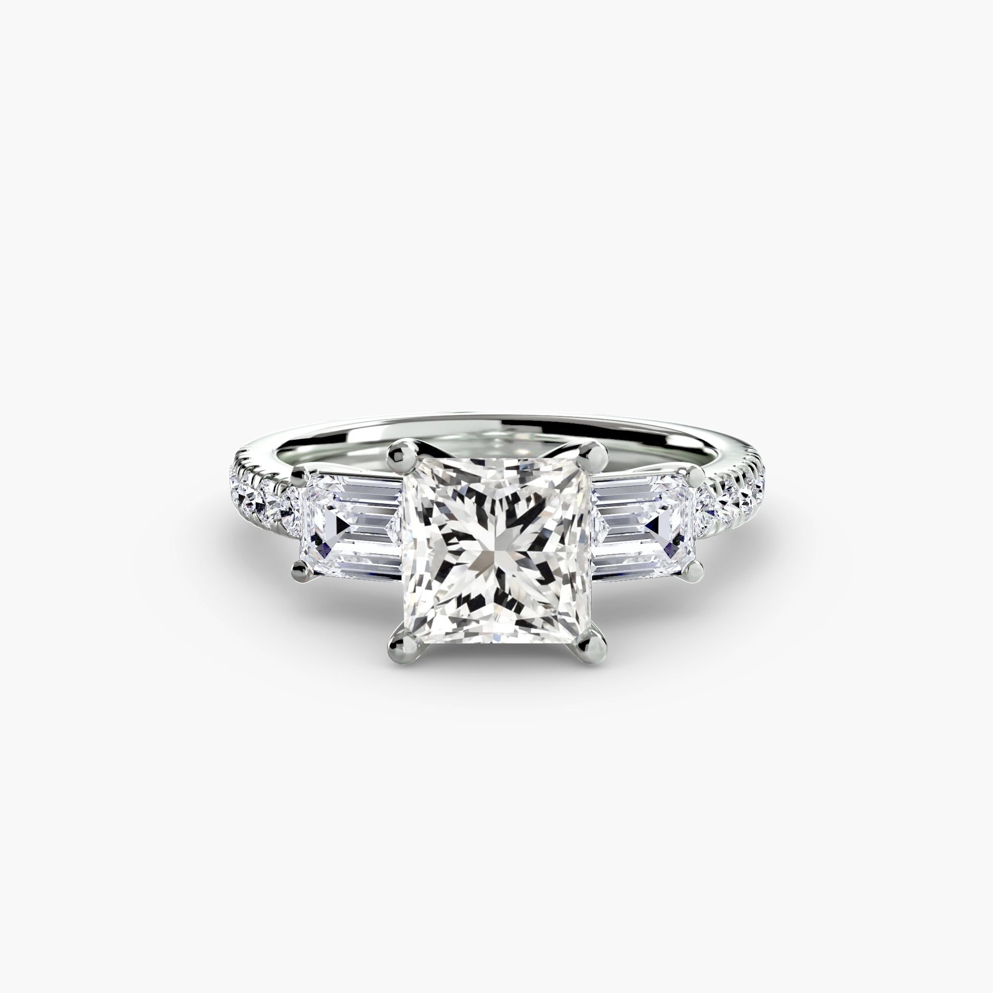 Baguette and Pavé Three Stone Setting