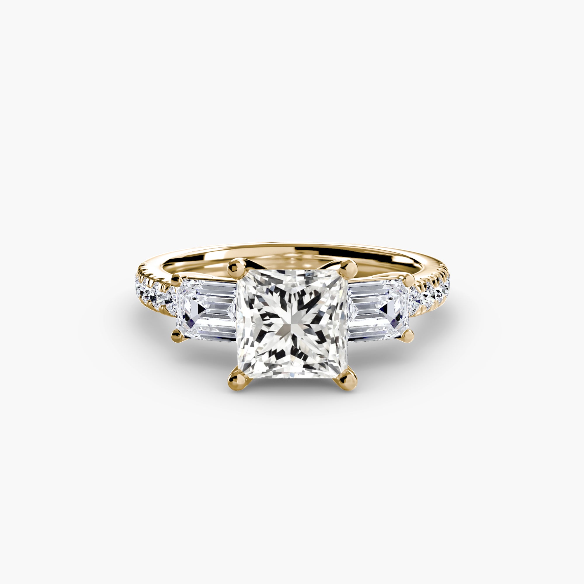 Baguette and Pavé Three Stone Setting