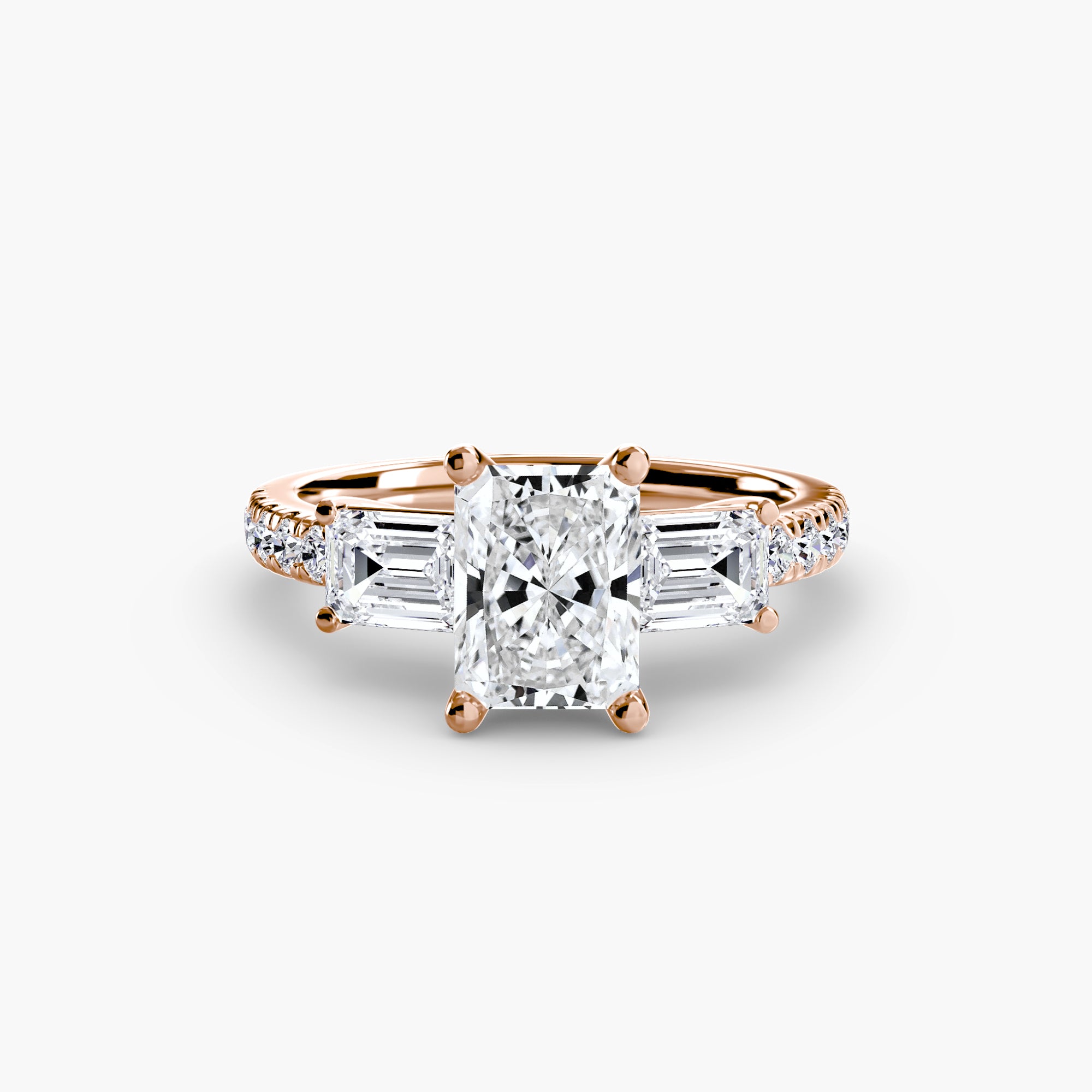Baguette and Pavé Three Stone Setting