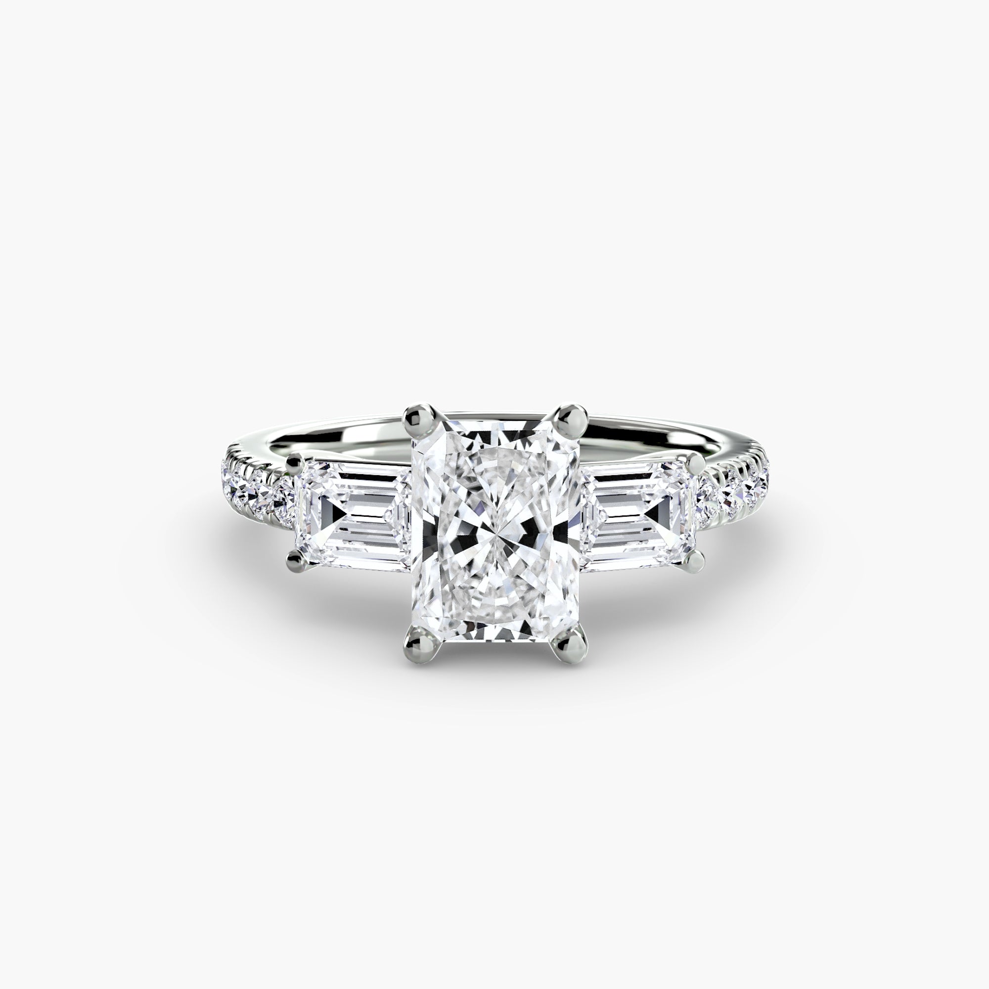 Baguette and Pavé Three Stone Setting