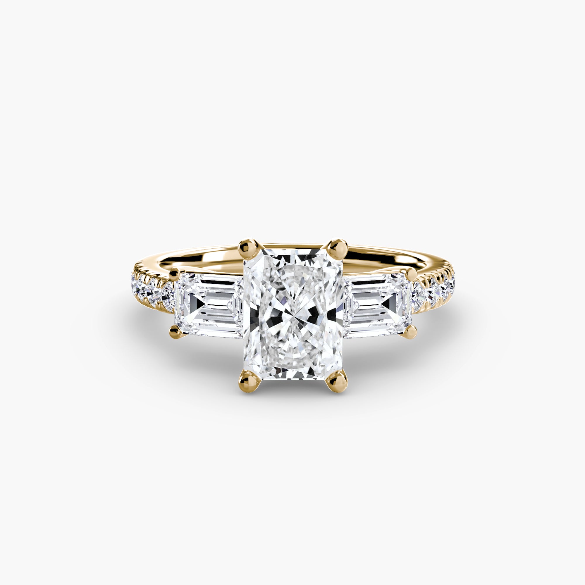 Baguette and Pavé Three Stone Setting