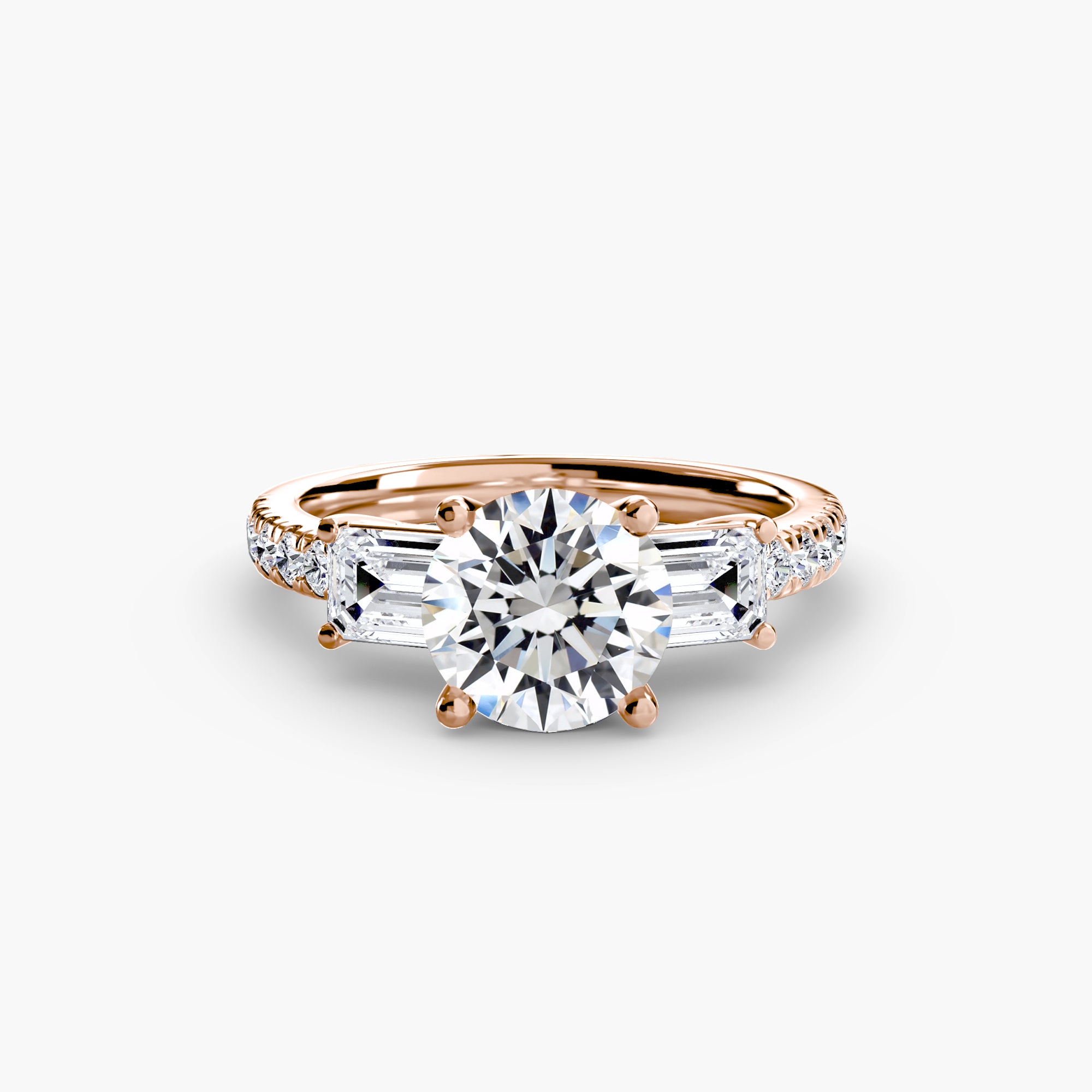 Baguette and Pavé Three Stone Setting
